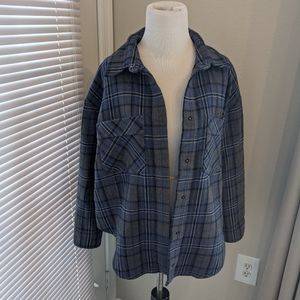 Zara Shacket Flannel Blue and Gray